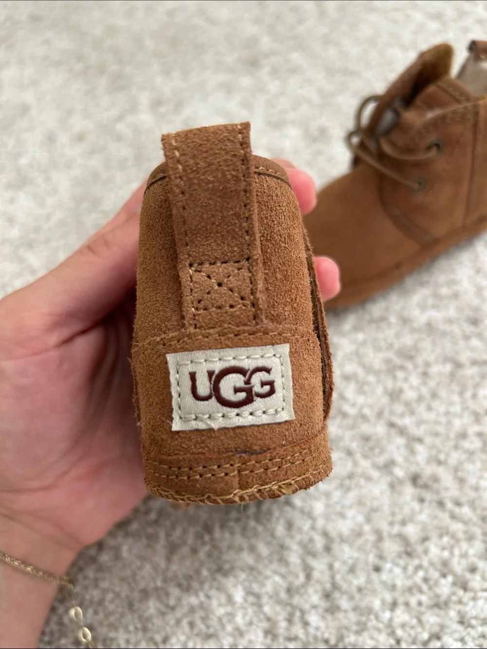 UGG Chestnut Suede Baby Boots with Plush Lining